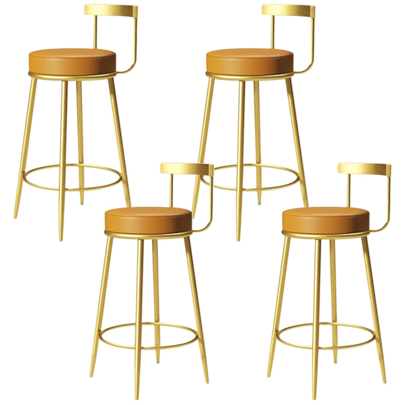 Glam Metal Barstool Velvet Footrest Low BackStool in Matte Finish for Indoor