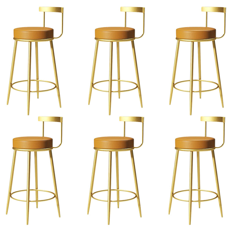 Glam Metal Barstool Velvet Footrest Low BackStool in Matte Finish for Indoor