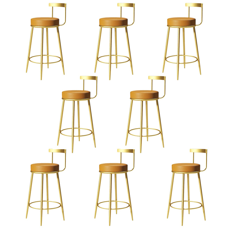 Glam Metal Barstool Velvet Footrest Low BackStool in Matte Finish for Indoor