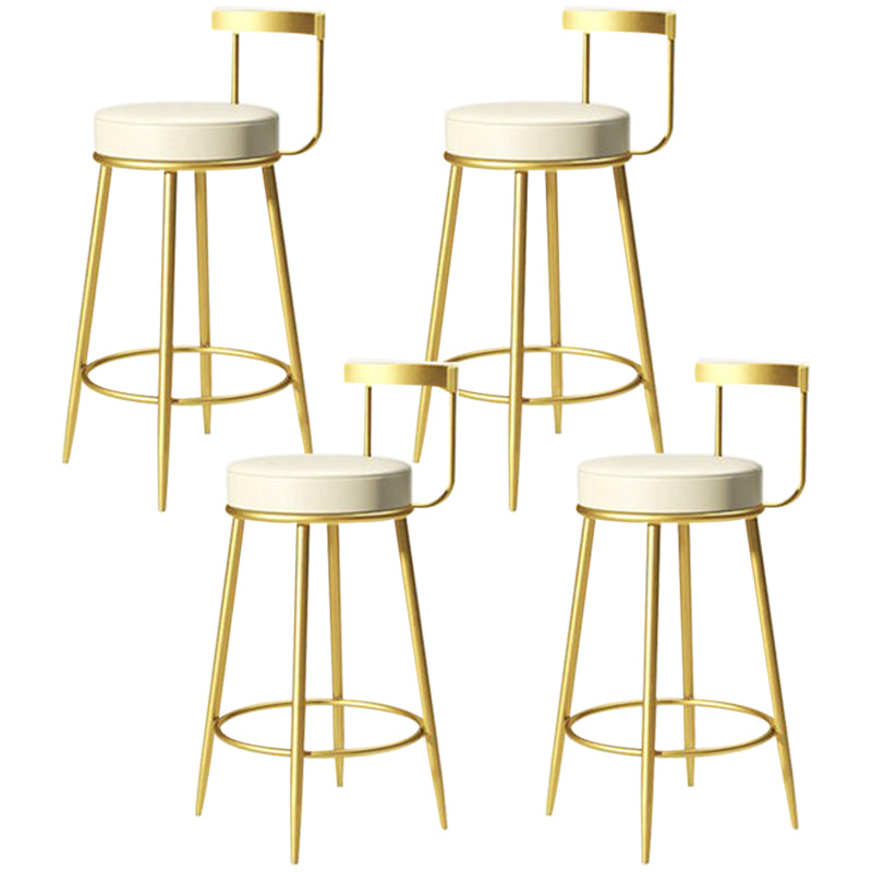 Glam Metal Barstool Velvet Footrest Low BackStool in Matte Finish for Indoor