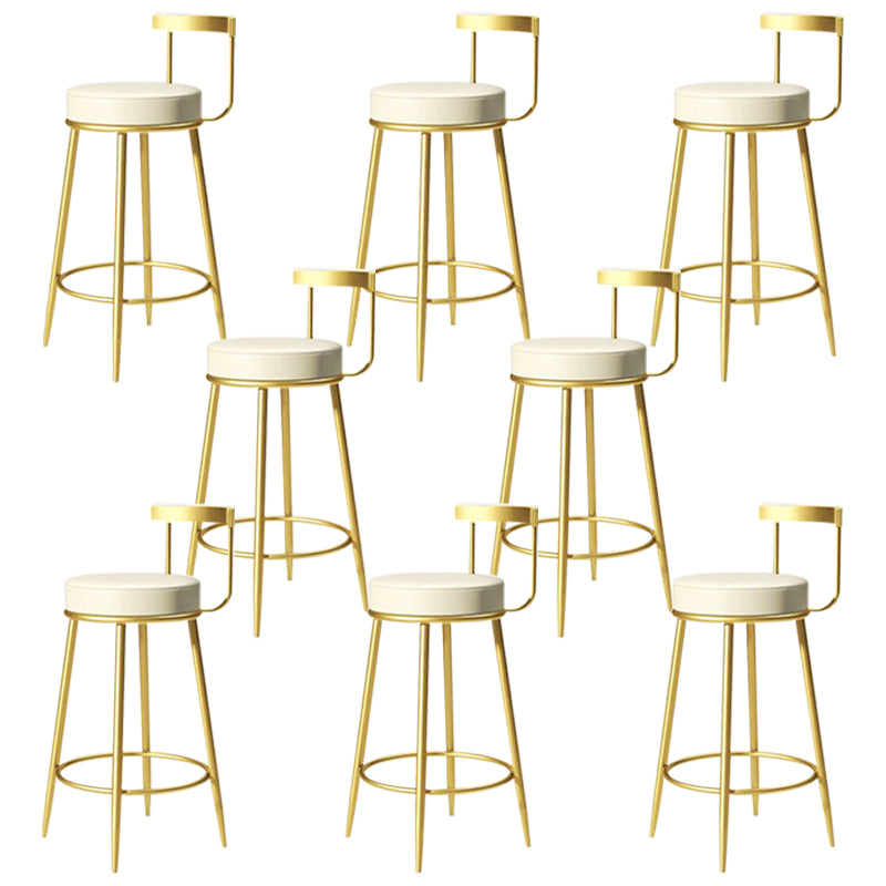 Glam Metal Barstool Velvet Footrest Low BackStool in Matte Finish for Indoor