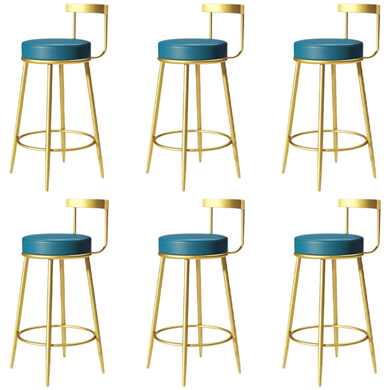 Glam Metal Barstool Velvet Footrest Low BackStool in Matte Finish for Indoor