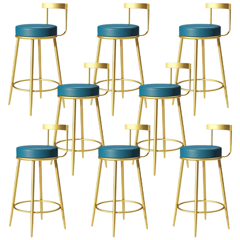 Glam Metal Barstool Velvet Footrest Low BackStool in Matte Finish for Indoor