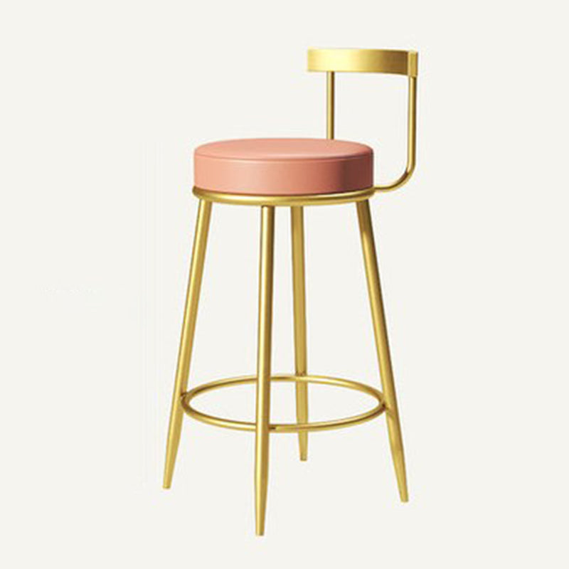 Glam Metal Barstool Velvet Footrest Low BackStool in Matte Finish for Indoor