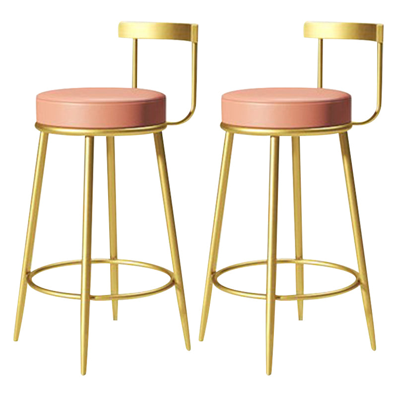 Glam Metal Barstool Velvet Footrest Low BackStool in Matte Finish for Indoor