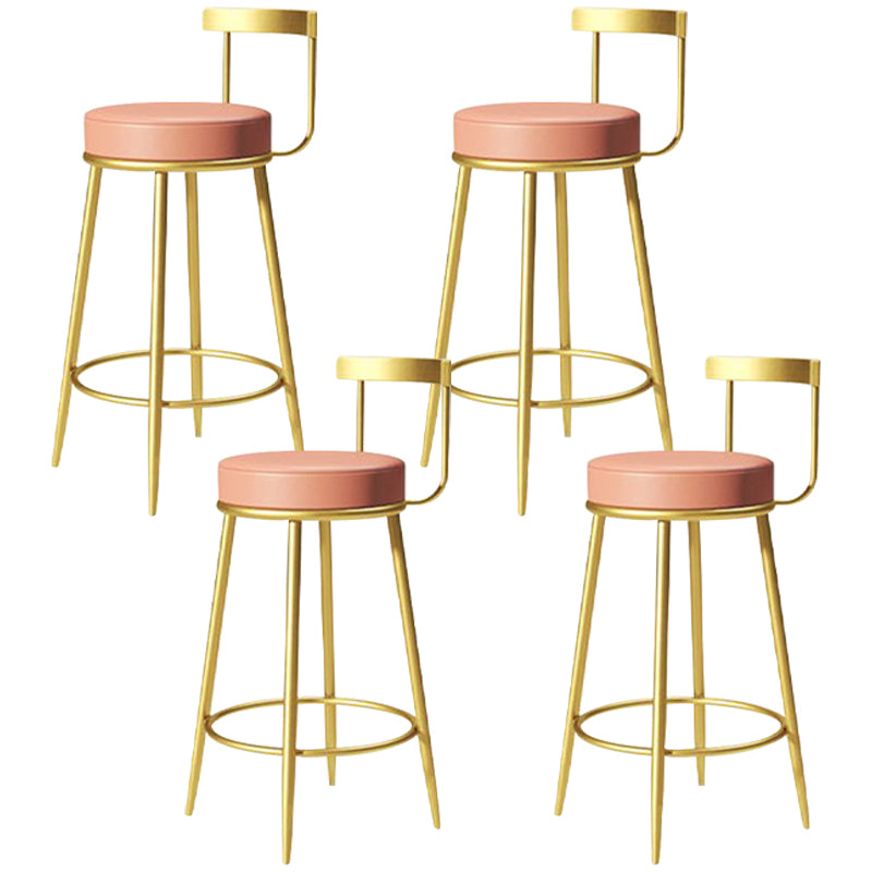 Glam Metal Barstool Velvet Footrest Low BackStool in Matte Finish for Indoor