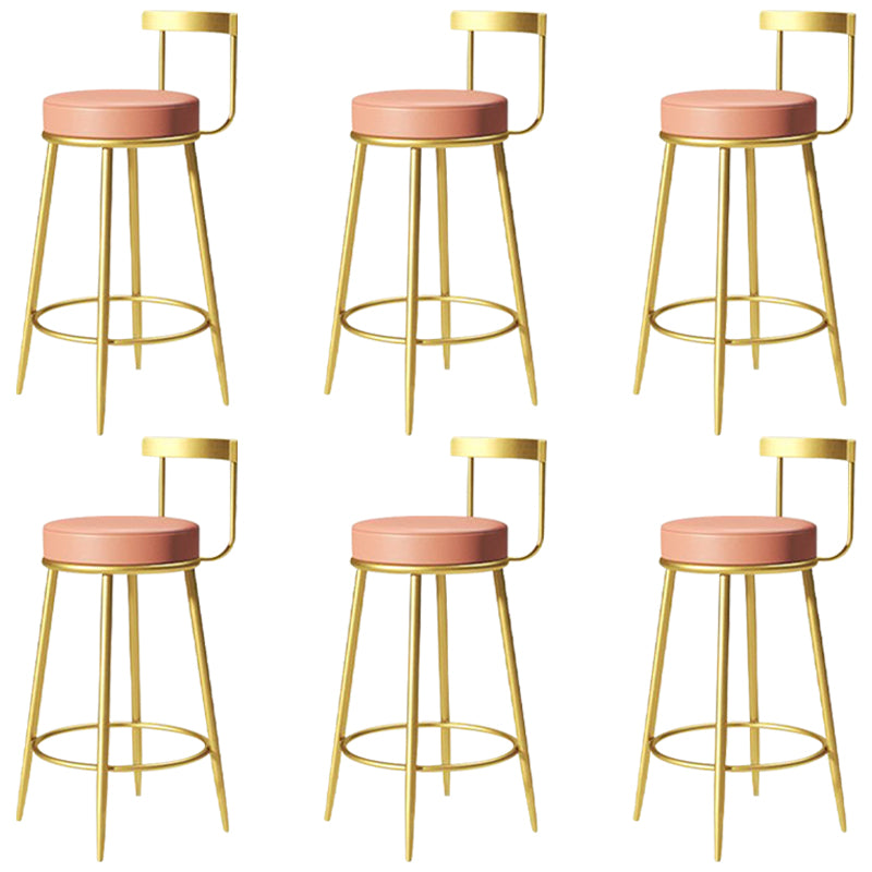 Glam Metal Barstool Velvet Footrest Low BackStool in Matte Finish for Indoor