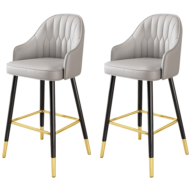 Glam Faux Leather Dining Stool Upholstered Furniture in Matte Finish for Home