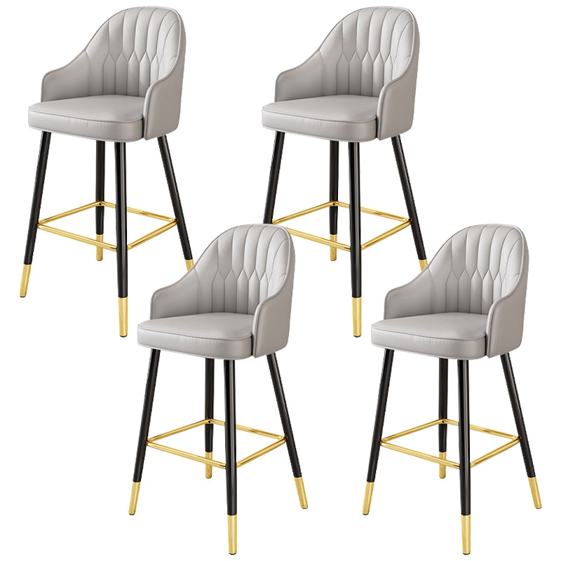 Glam Faux Leather Dining Stool Upholstered Furniture in Matte Finish for Home