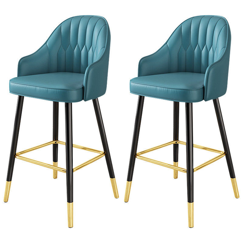 Glam Faux Leather Dining Stool Upholstered Furniture in Matte Finish for Home