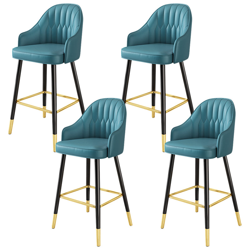 Glam Faux Leather Dining Stool Upholstered Furniture in Matte Finish for Home