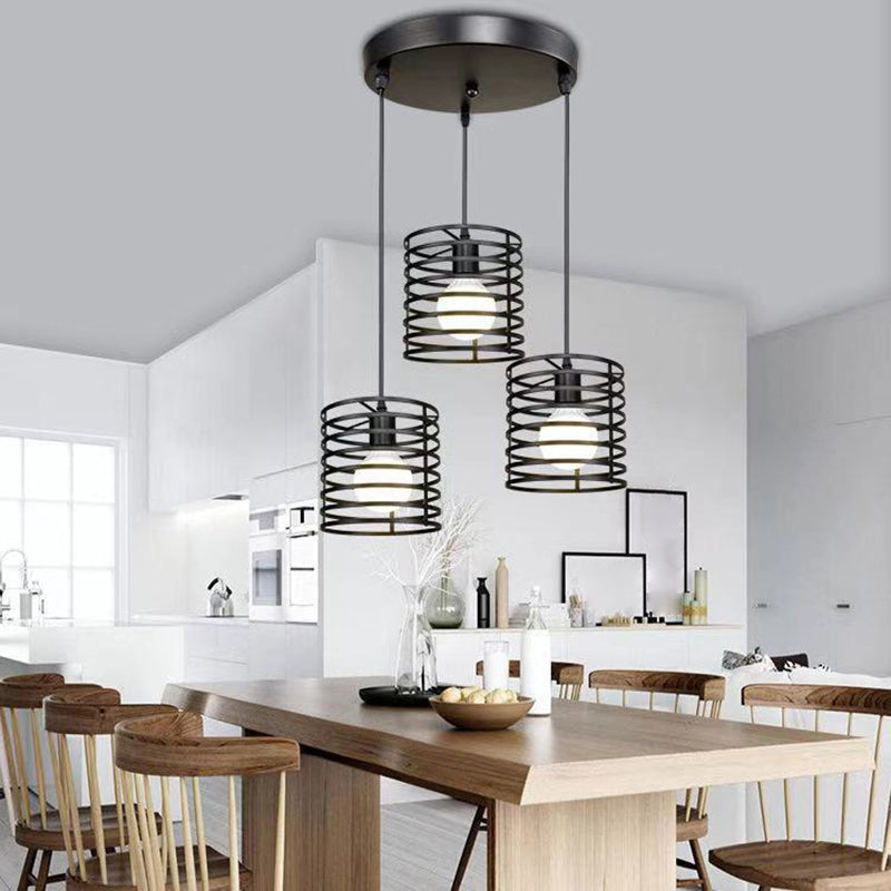 Simple Cage Hanging Island Light Industrial Hanging Lighting Fixture for Dining Room