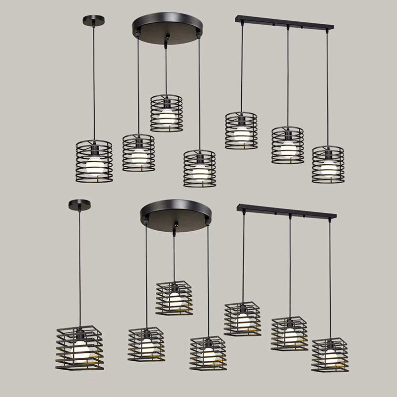 Simple Cage Hanging Island Light Industrial Hanging Lighting Fixture for Dining Room