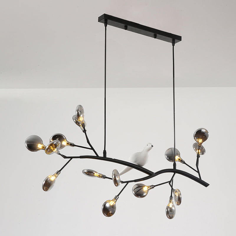 Nordic Style Iron Hanging Lamp Branch Shape Island Light Fixture for Bar (Included Bird)