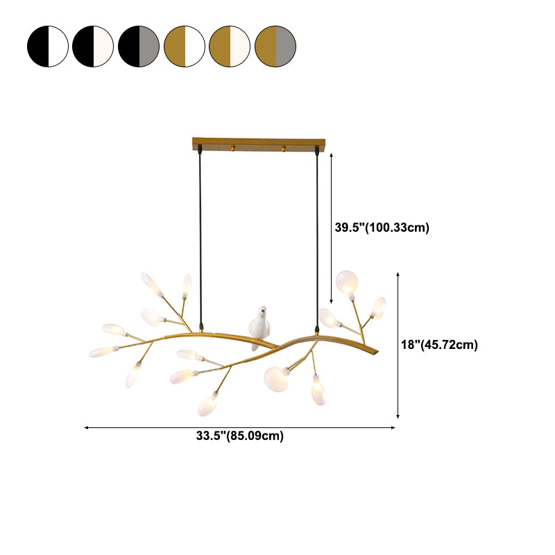 Nordic Style Iron Hanging Lamp Branch Shape Island Light Fixture for Bar (Included Bird)