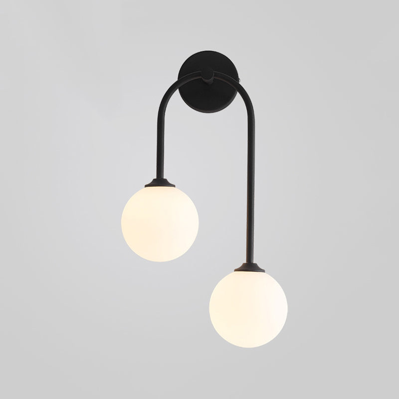 2-Light Golden/Black Contemporary Wall Mounted Sconce Iron Wall Light for Foyer