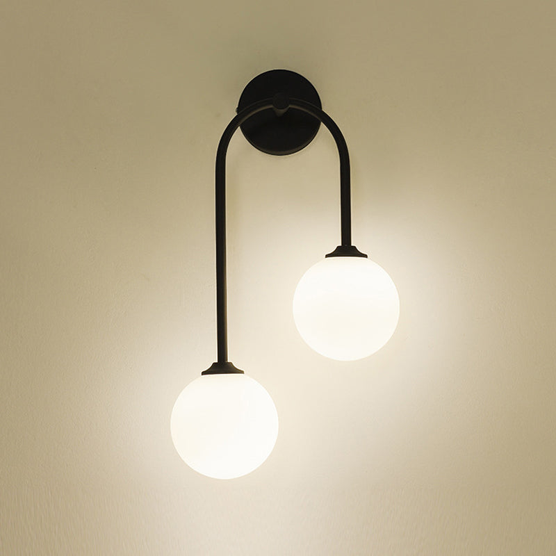 2-Light Golden/Black Contemporary Wall Mounted Sconce Iron Wall Light for Foyer