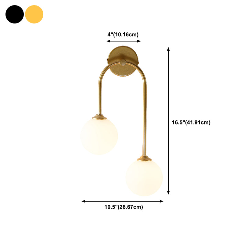 2-Light Golden/Black Contemporary Wall Mounted Sconce Iron Wall Light for Foyer