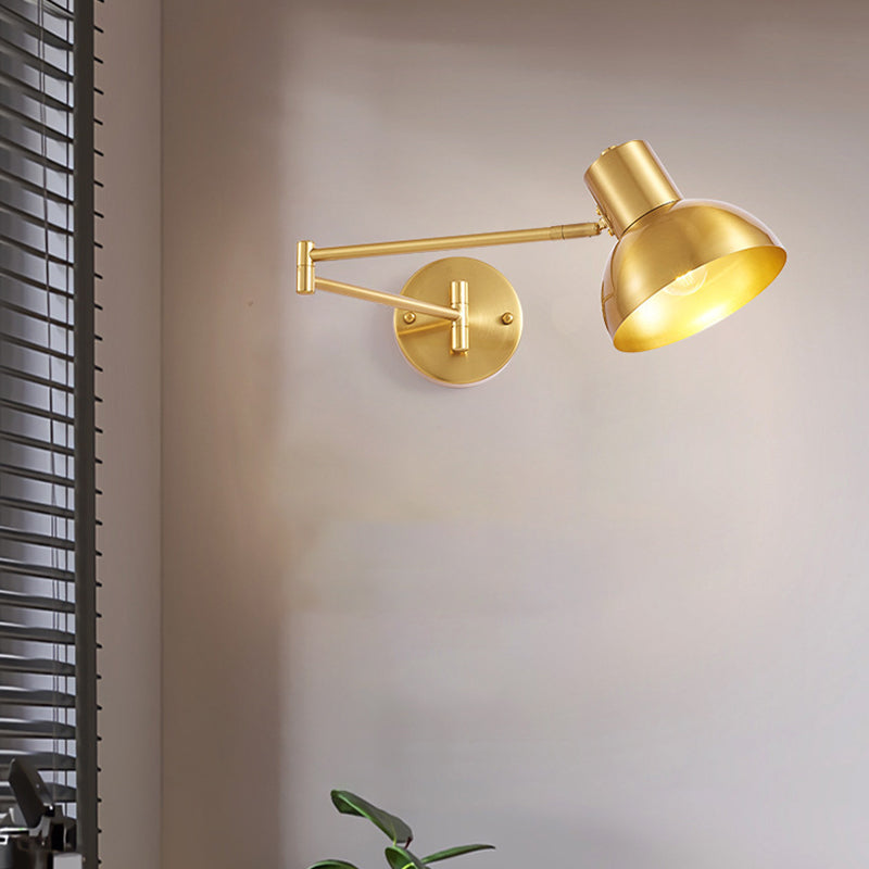 Single Golden/Black/Grey Contemporary Wall Mounted Sconce Metallic Wall Light for Foyer
