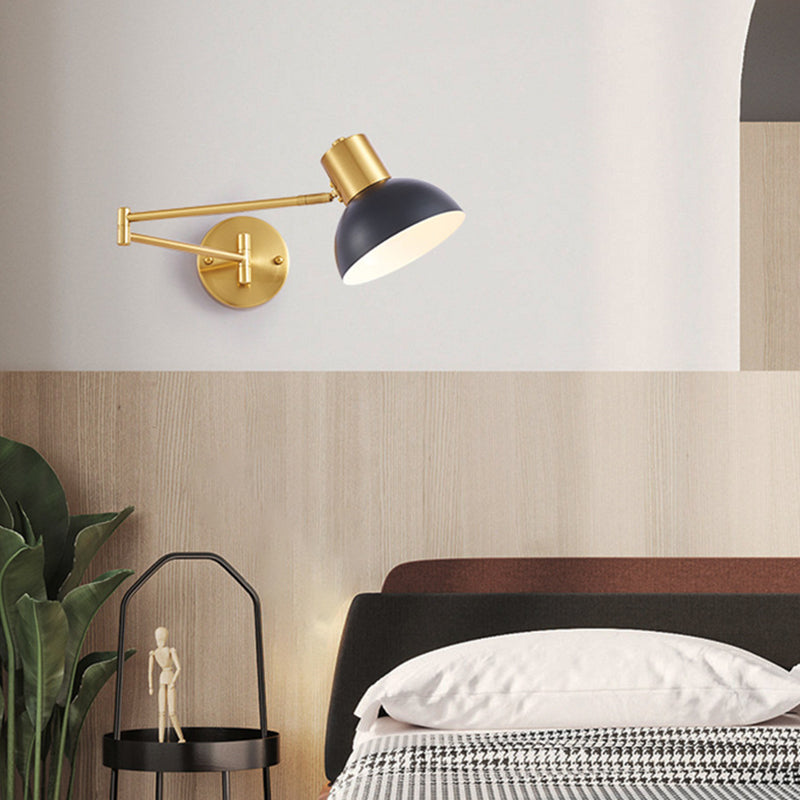 Single Golden/Black/Grey Contemporary Wall Mounted Sconce Metallic Wall Light for Foyer