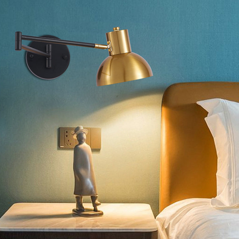 Single Golden/Black/Grey Contemporary Wall Mounted Sconce Metallic Wall Light for Foyer