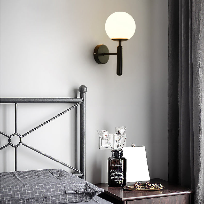 Modern Creative 1-Light Wall Lamp Globe Glass Wall Light for Bedroom