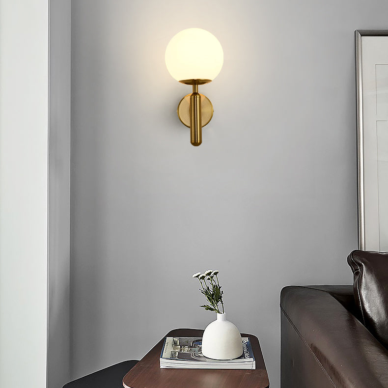 Modern Creative 1-Light Wall Lamp Globe Glass Wall Light for Bedroom