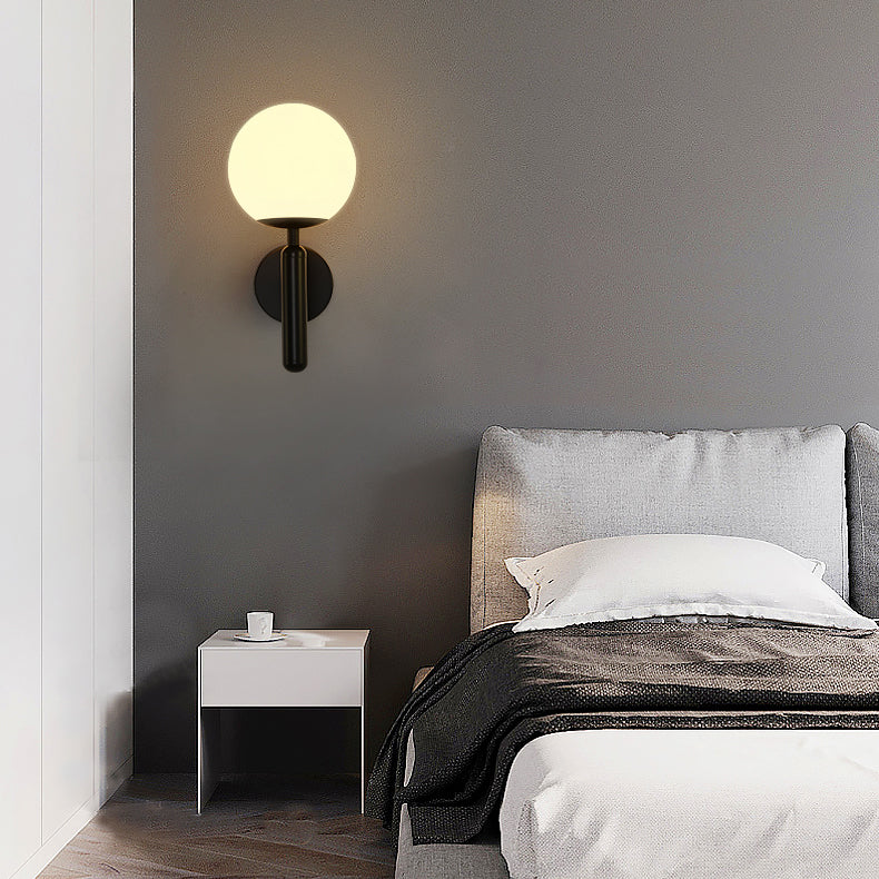 Modern Creative 1-Light Wall Lamp Globe Glass Wall Light for Bedroom