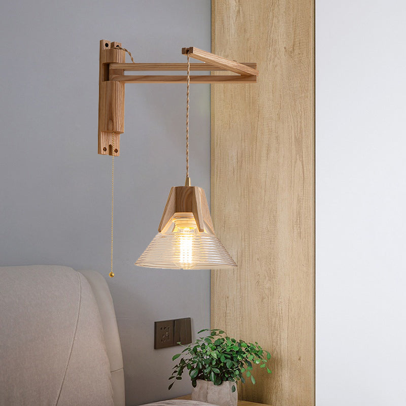 Log Color 1-Light Wall Lamp in Modern Creative Style Wooden Geometric Wall Light