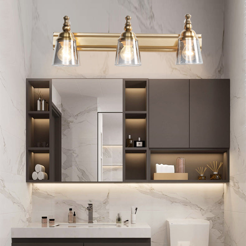 Modern Metal Wall Sconce Geometric Shape Vanity Lamp with Glass Shade for Bathroom