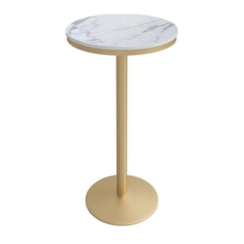 Stone Bar Dining Table Glam Round Bar Table with Pedestal for Milk Tea Shop Cafe