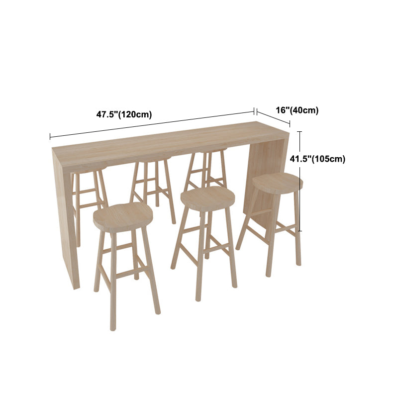 Solid Wood Bar Table with Double Pedestal Modern Rectangle Bistro Table