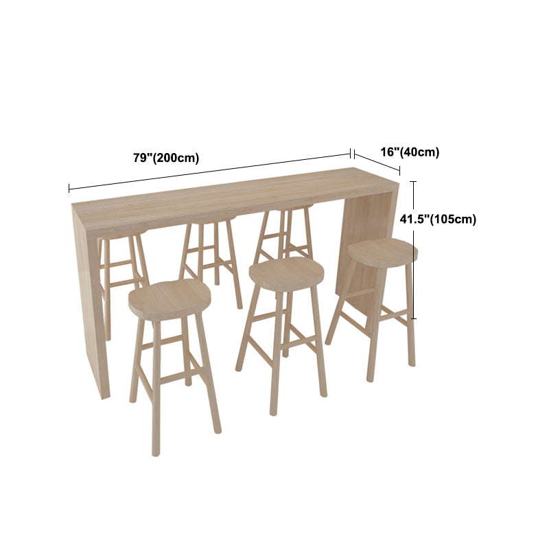 Solid Wood Bar Table with Double Pedestal Modern Rectangle Bistro Table
