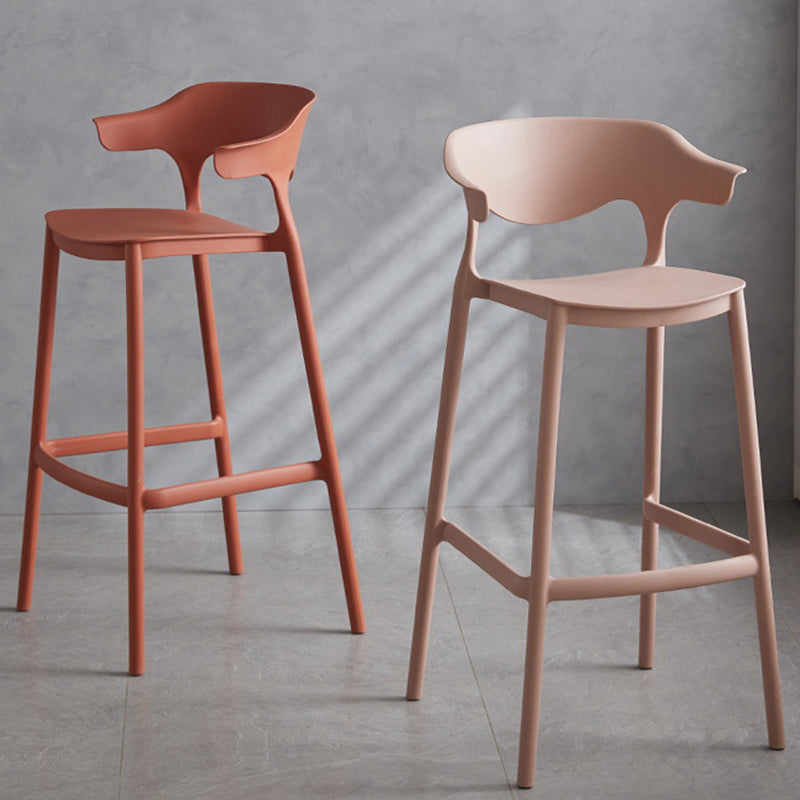 Contemporary Plastic Low Back Counter Stool Plastic Furniture in Matte Finish for Indoor