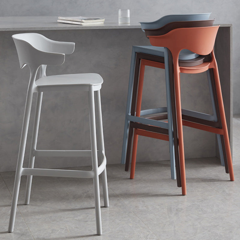 Contemporary Plastic Low Back Counter Stool Plastic Furniture in Matte Finish for Indoor