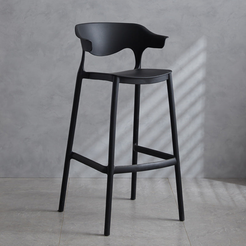 Contemporary Plastic Low Back Counter Stool Plastic Furniture in Matte Finish for Indoor