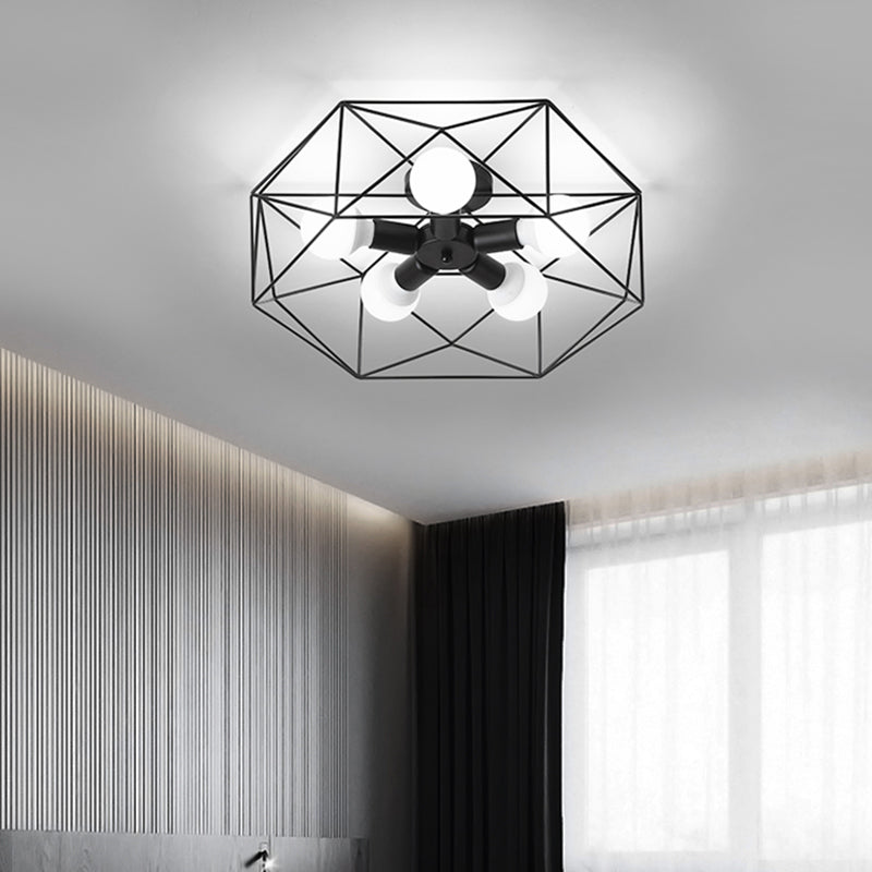 Retro Flush Mount Ceiling Light Caged Ceiling Lamp for Bedroom