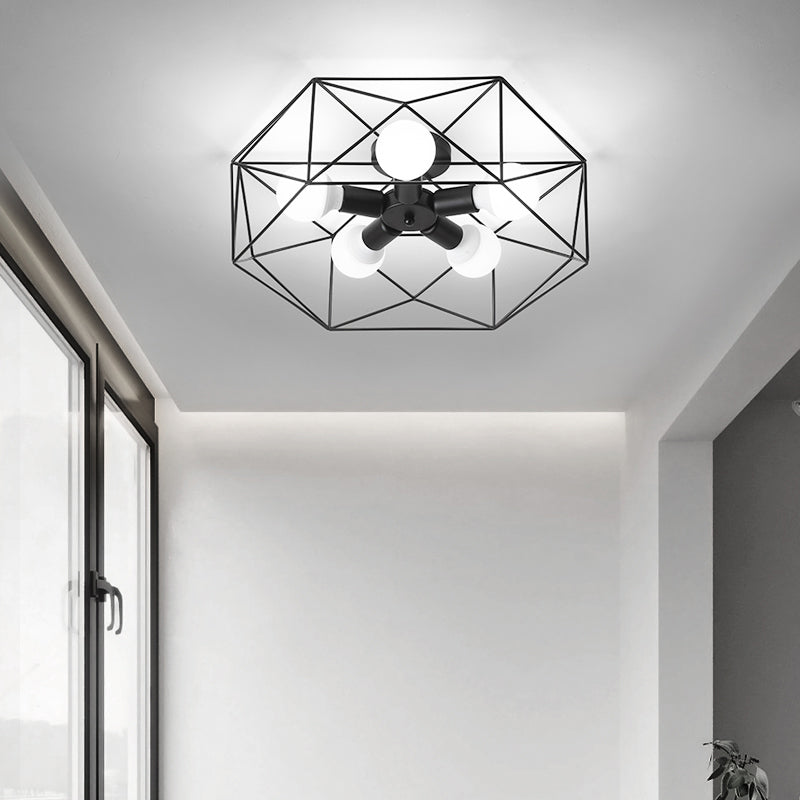 Retro Flush Mount Ceiling Light Caged Ceiling Lamp for Bedroom
