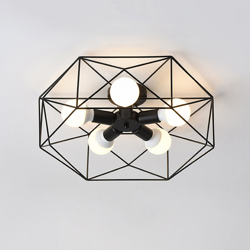 Retro Flush Mount Ceiling Light Caged Ceiling Lamp for Bedroom