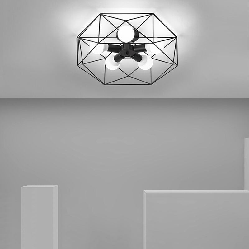 Retro Flush Mount Ceiling Light Caged Ceiling Lamp for Bedroom