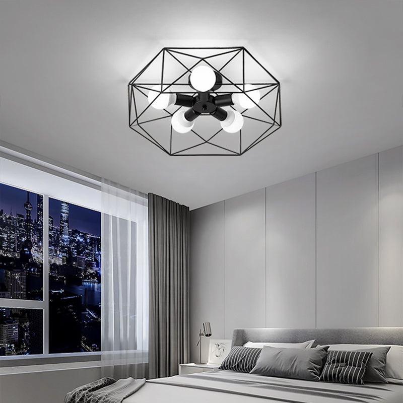 Retro Flush Mount Ceiling Light Caged Ceiling Lamp for Bedroom