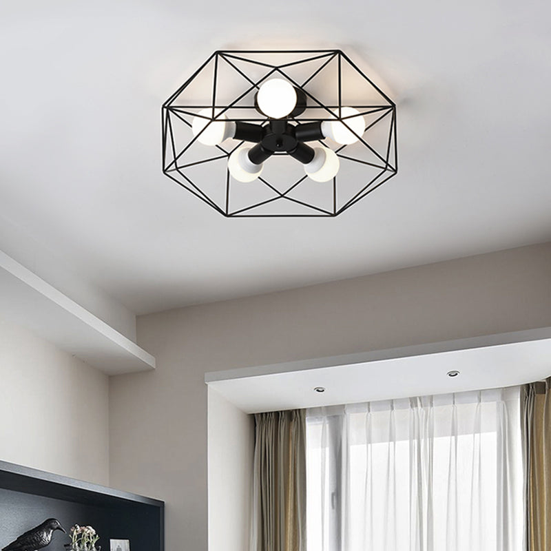 Retro Flush Mount Ceiling Light Caged Ceiling Lamp for Bedroom