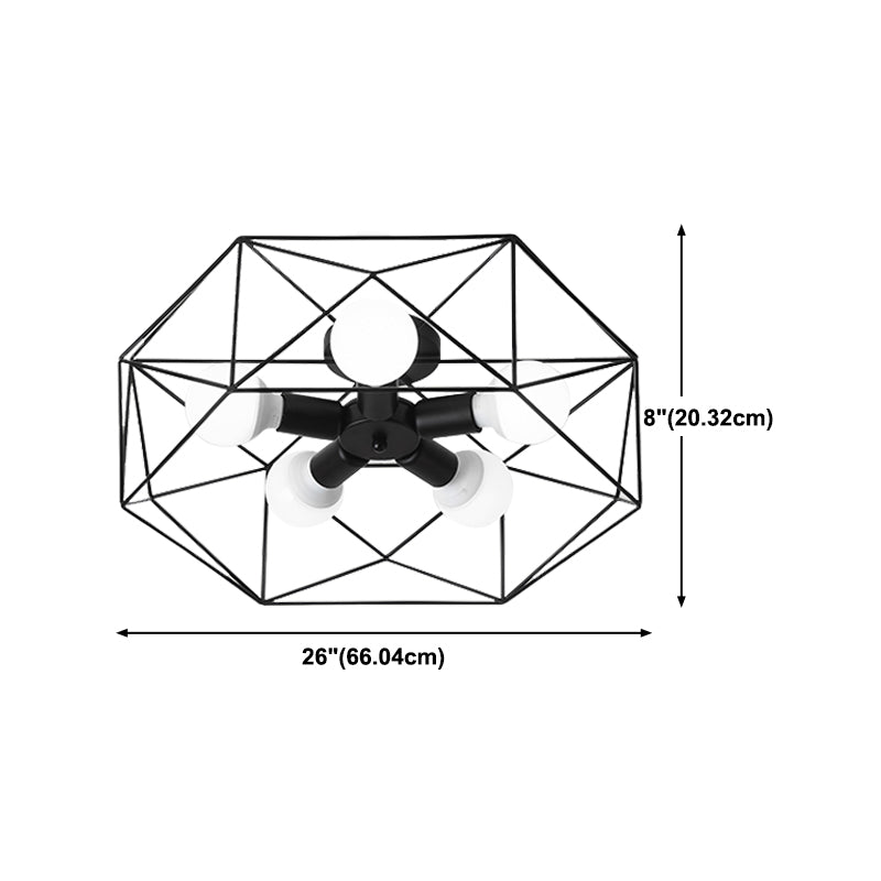 Retro Flush Mount Ceiling Light Caged Ceiling Lamp for Bedroom