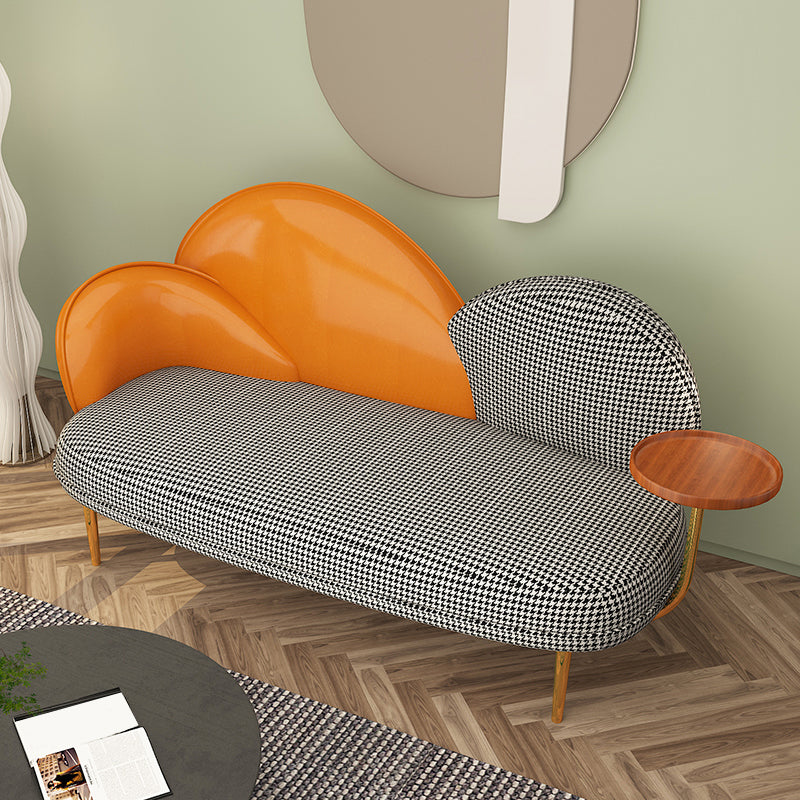 Contemporary Curved Sofa Sloped Arm Sofa with Storage Tray for Living Room