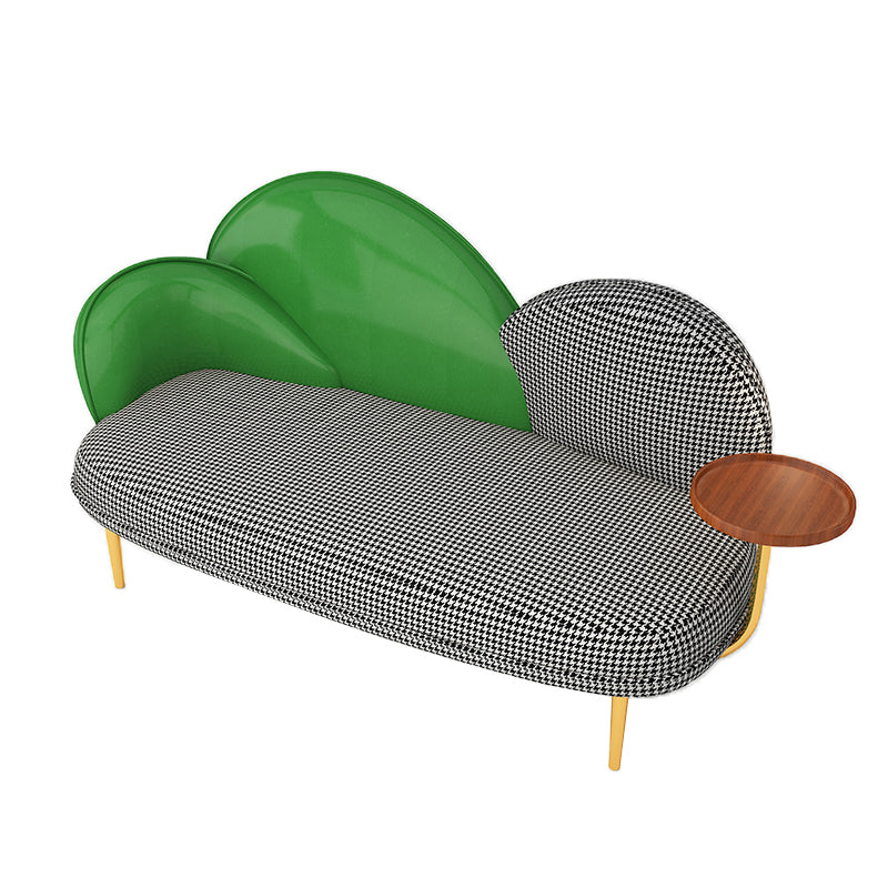 Contemporary Curved Sofa Sloped Arm Sofa with Storage Tray for Living Room