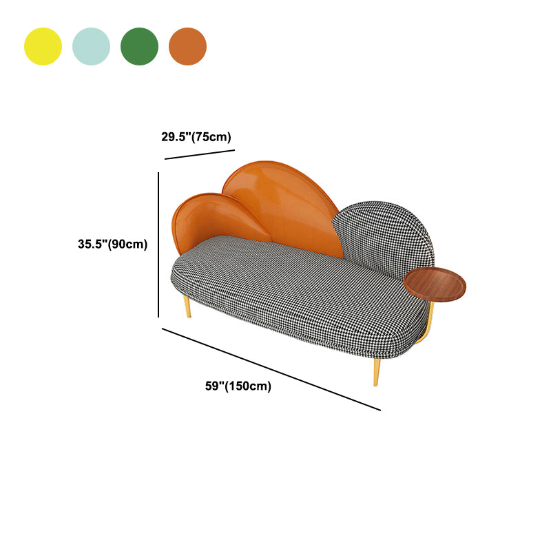 Contemporary Curved Sofa Sloped Arm Sofa with Storage Tray for Living Room