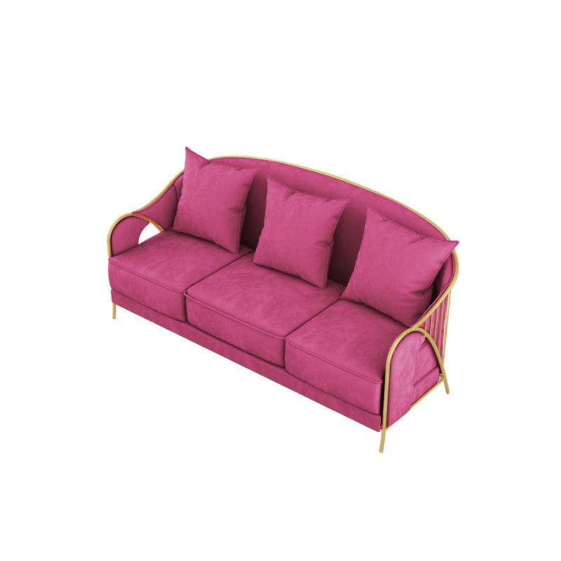 Velvet Sloped Arms Sofa with Tight Back for Living Room 34.65" H