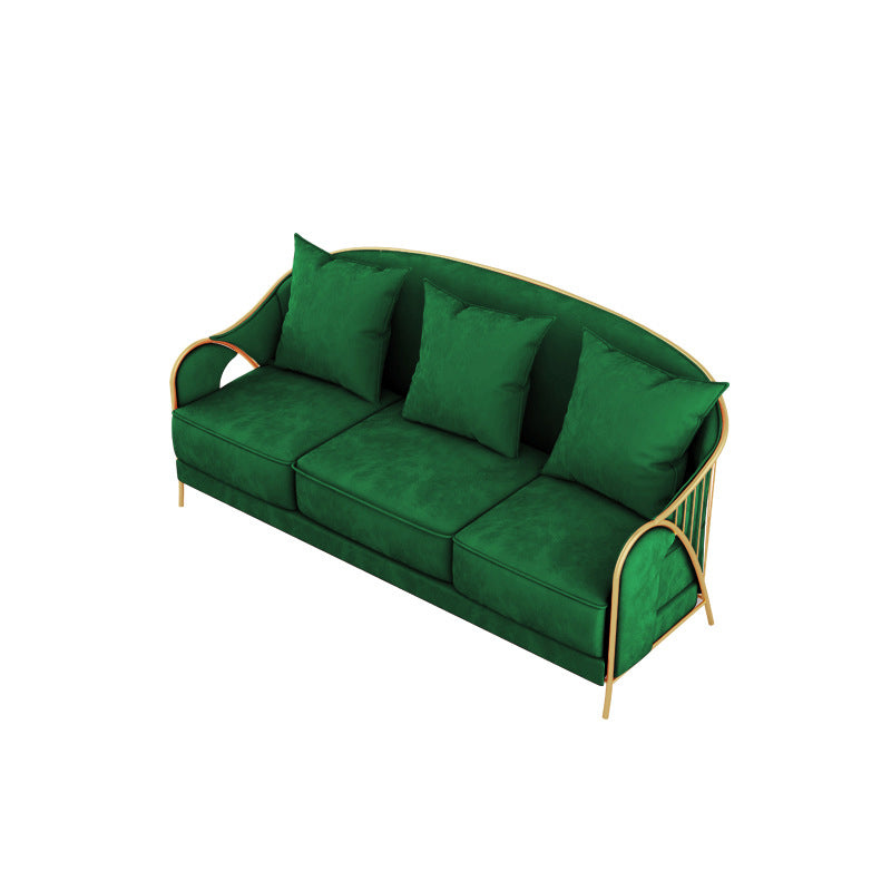 Velvet Sloped Arms Sofa with Tight Back for Living Room 34.65" H