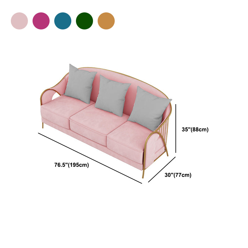 Velvet Sloped Arms Sofa with Tight Back for Living Room 34.65" H