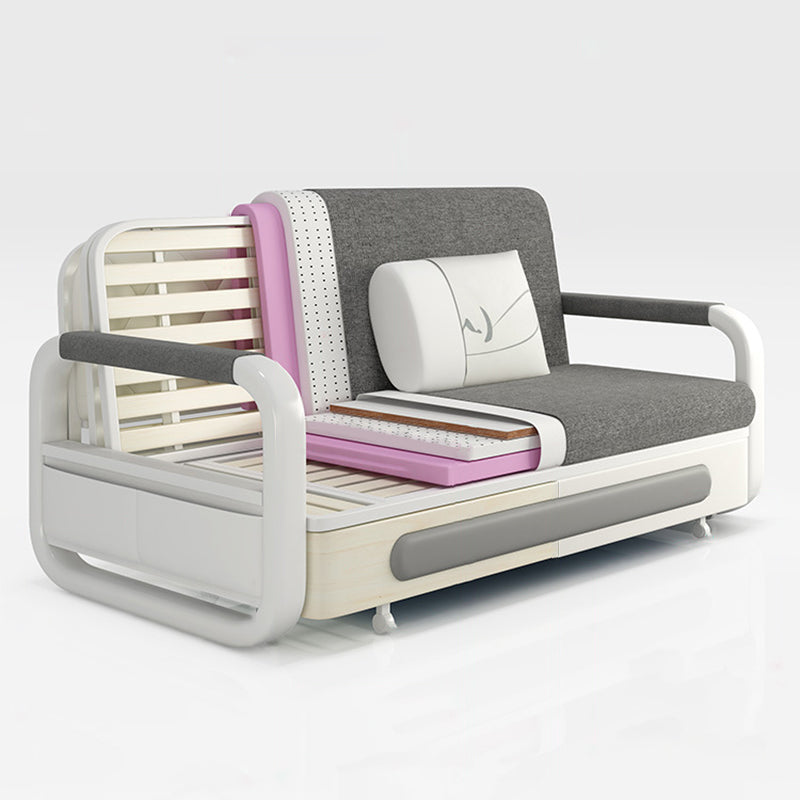 Washable Linen Square Arm Sofa Bed Standard Foldable Sofa for Living Room
